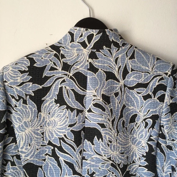 Ellen Tracy Silk and Wool Open Front Blazer Jacket Floral Print Sz 10 - Picture 7 of 15